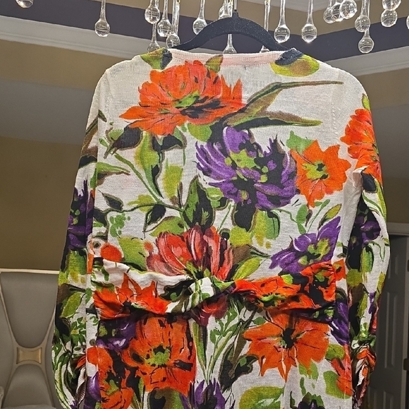 Anthropologie Vibrant Floral Open-Front Cardigan - Picture 4 of 13